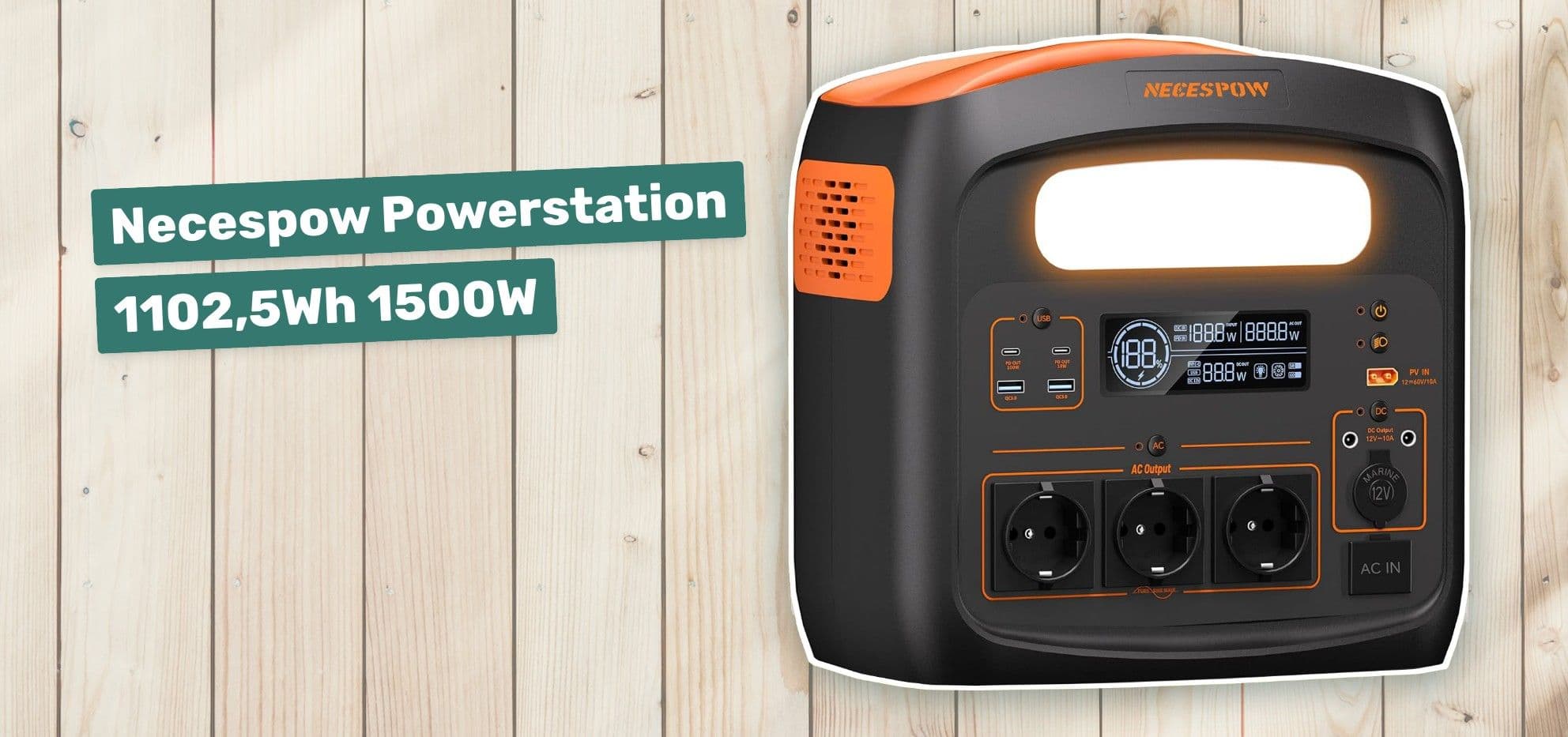Necespow Powerstation 1102,5Wh 1500W