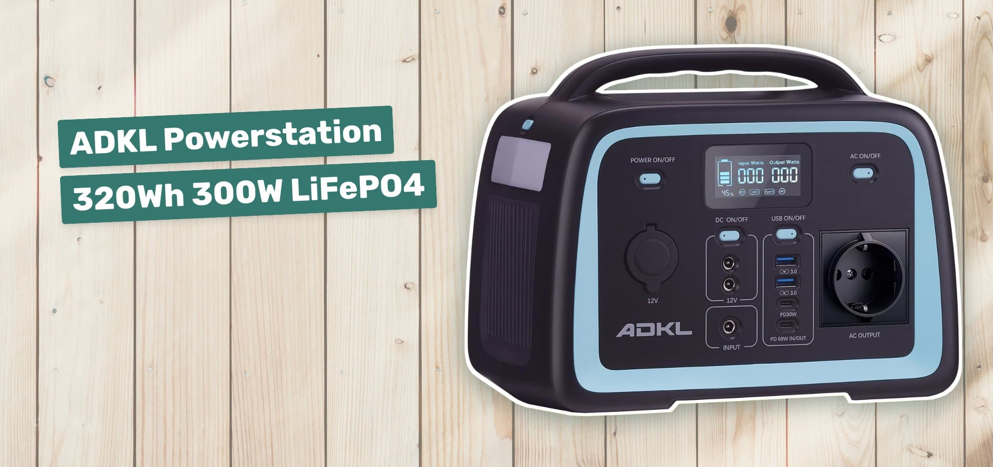 ADKL Powerstation 320Wh 300W LiFePO4