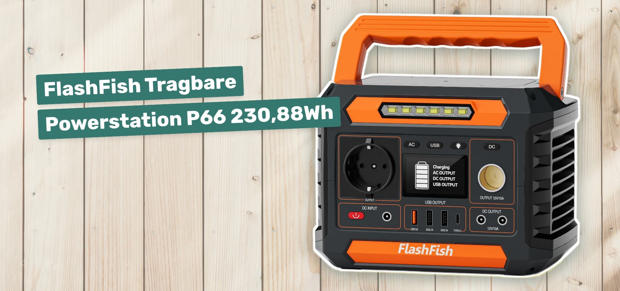 FlashFish Tragbare Powerstation P66 230,88Wh