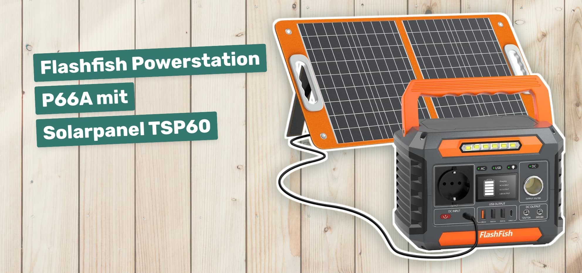 Flashfish Powerstation P66A mit Solarpanel TSP60
