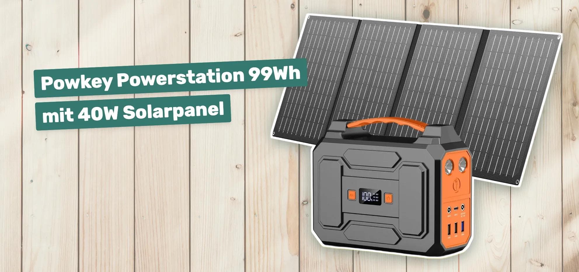 Powkey Powerstation 99Wh mit 40W Solarpanel