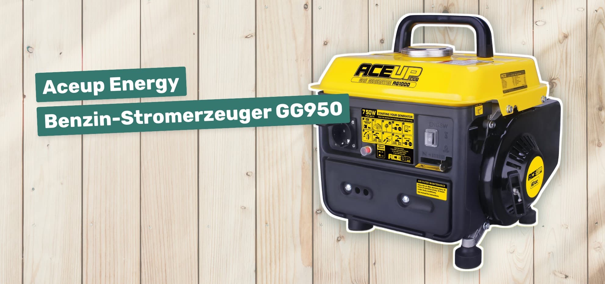 Aceup Energy Benzin-Stromerzeuger GG950