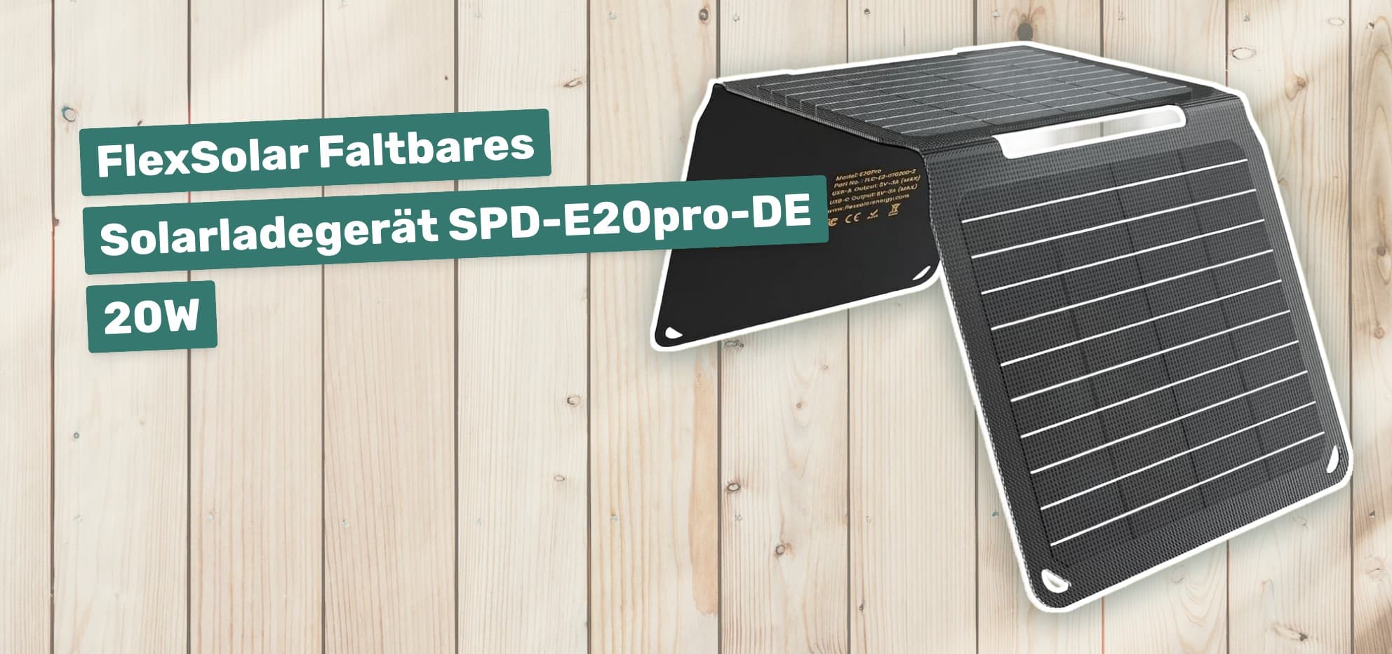 FlexSolar Faltbares Solarladegerät SPD-E20pro-DE 20W