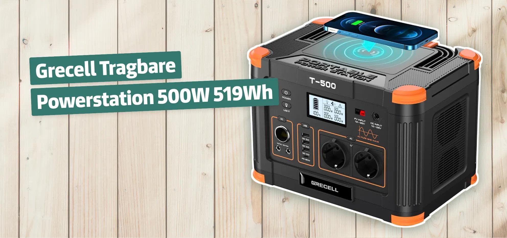 Grecell Tragbare Powerstation 500W 519Wh