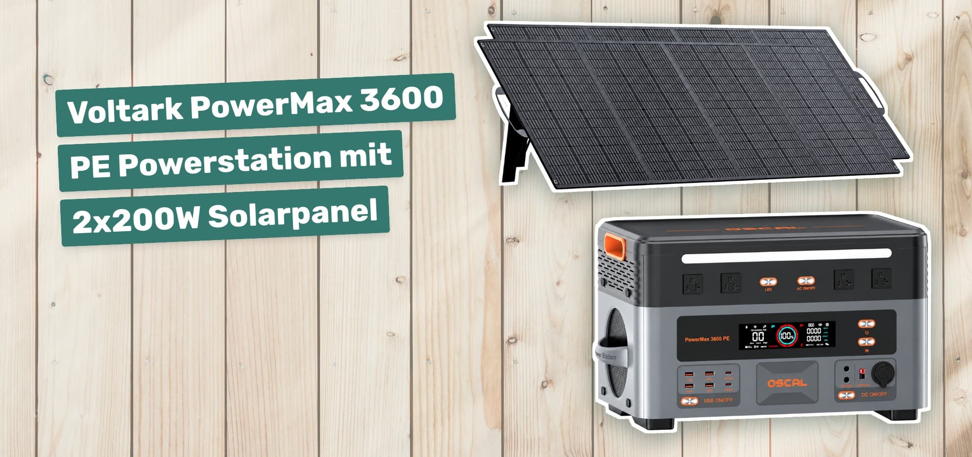 Voltark PowerMax 3600 PE Powerstation mit 2x200W Solarpanel