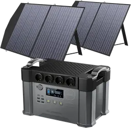 Allpowers Tragbare Powerstation S2000 1500Wh mit 2x 100W Faltbare Solarpanel