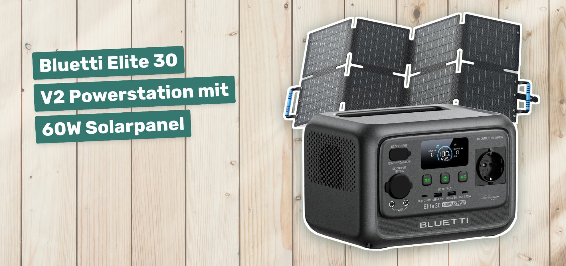Bluetti Elite 30 V2 Powerstation mit 60W Solarpanel