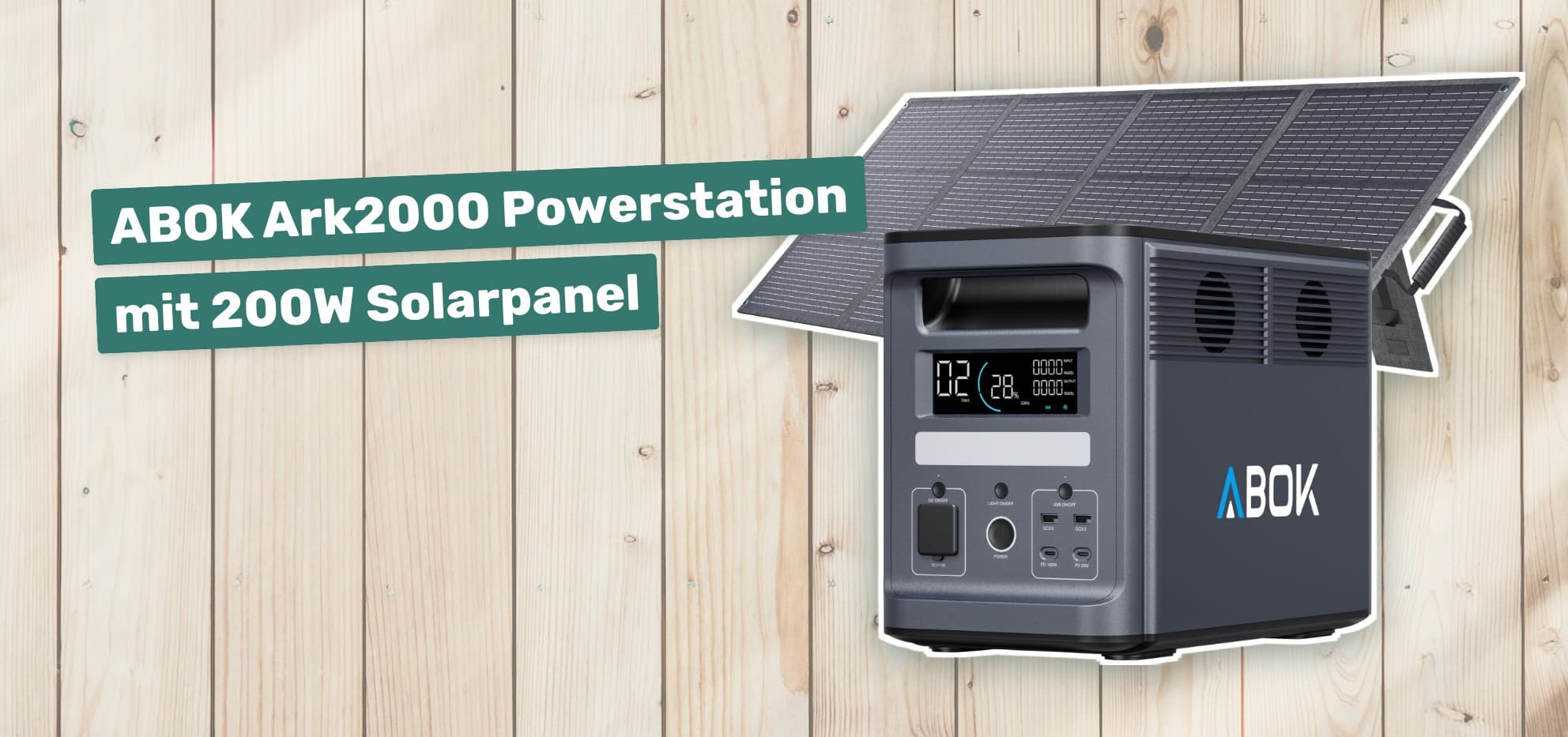 ABOK Ark2000 Powerstation mit 200W Solarpanel