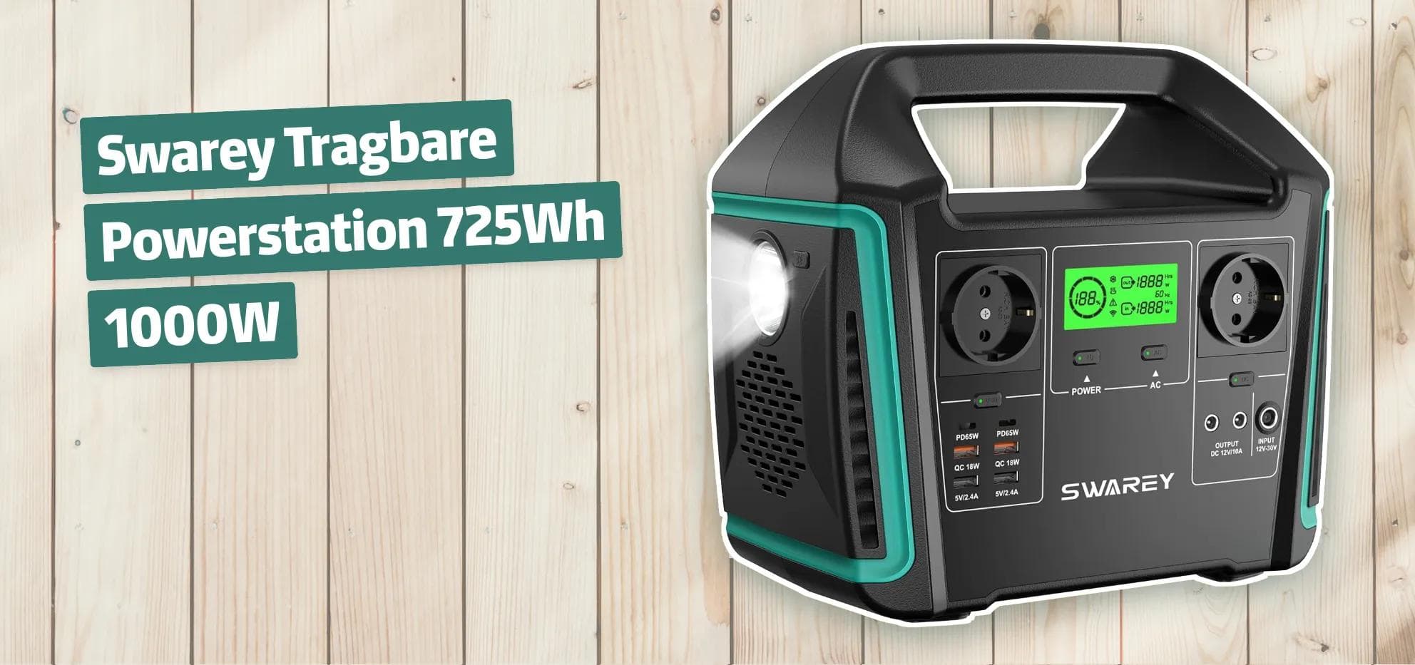 Swarey Tragbare Powerstation 725Wh 1000W