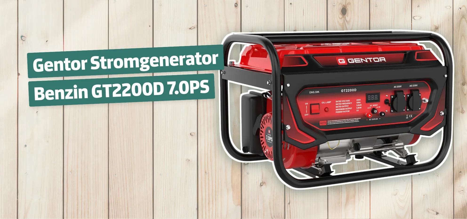 Gentor Stromgenerator Benzin GT2200D 7PS