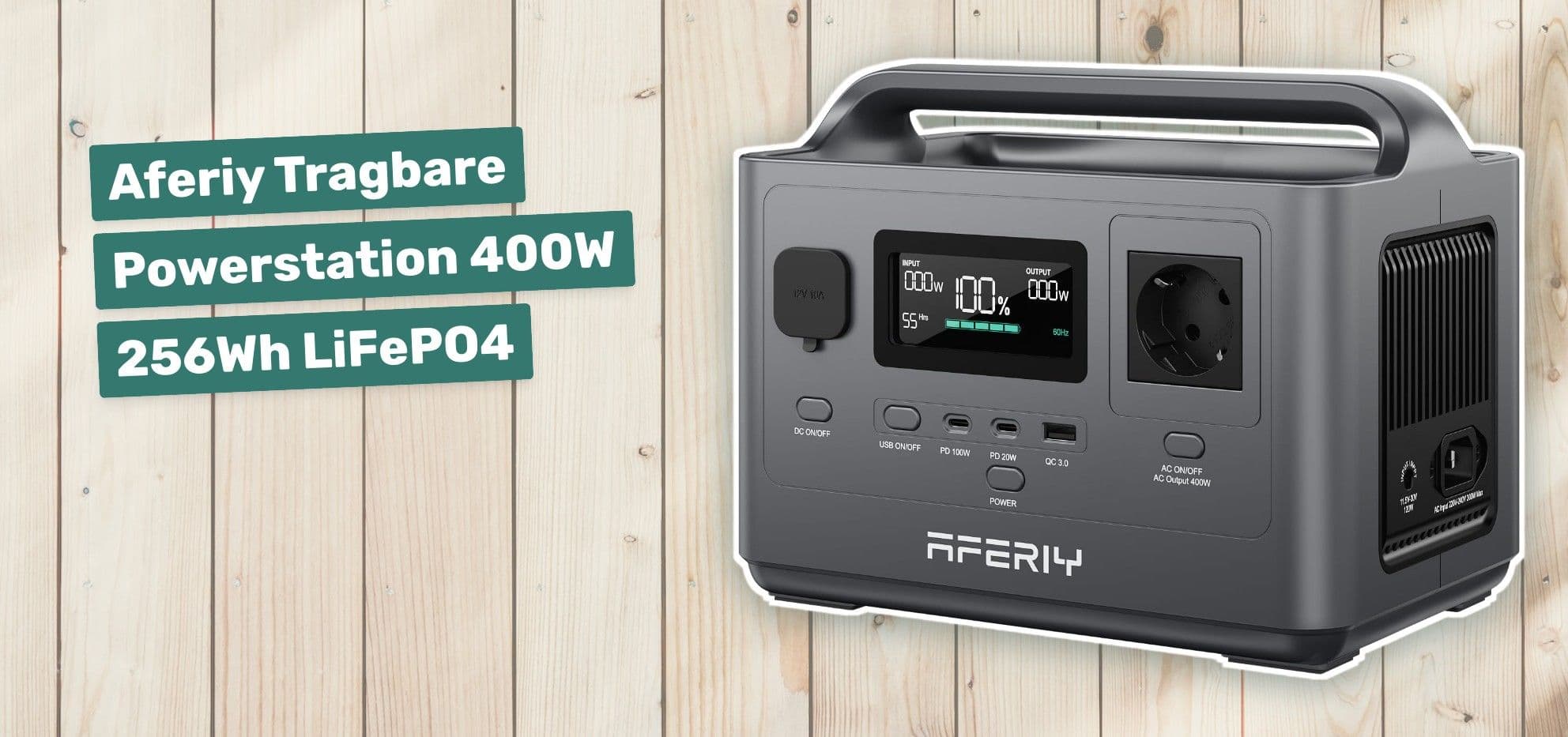 Aferiy Tragbare Powerstation 400W 256Wh LiFePO4