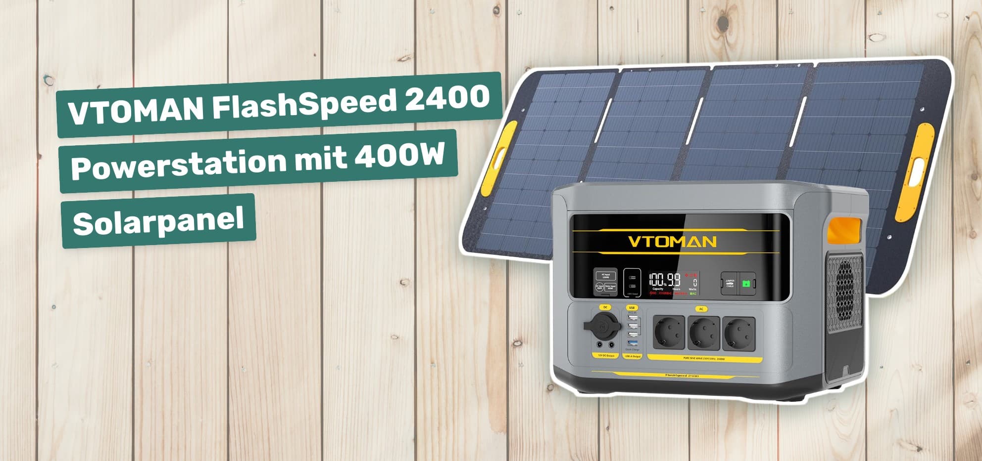 VTOMAN FlashSpeed 2400 Powerstation mit 400W Solarpanel