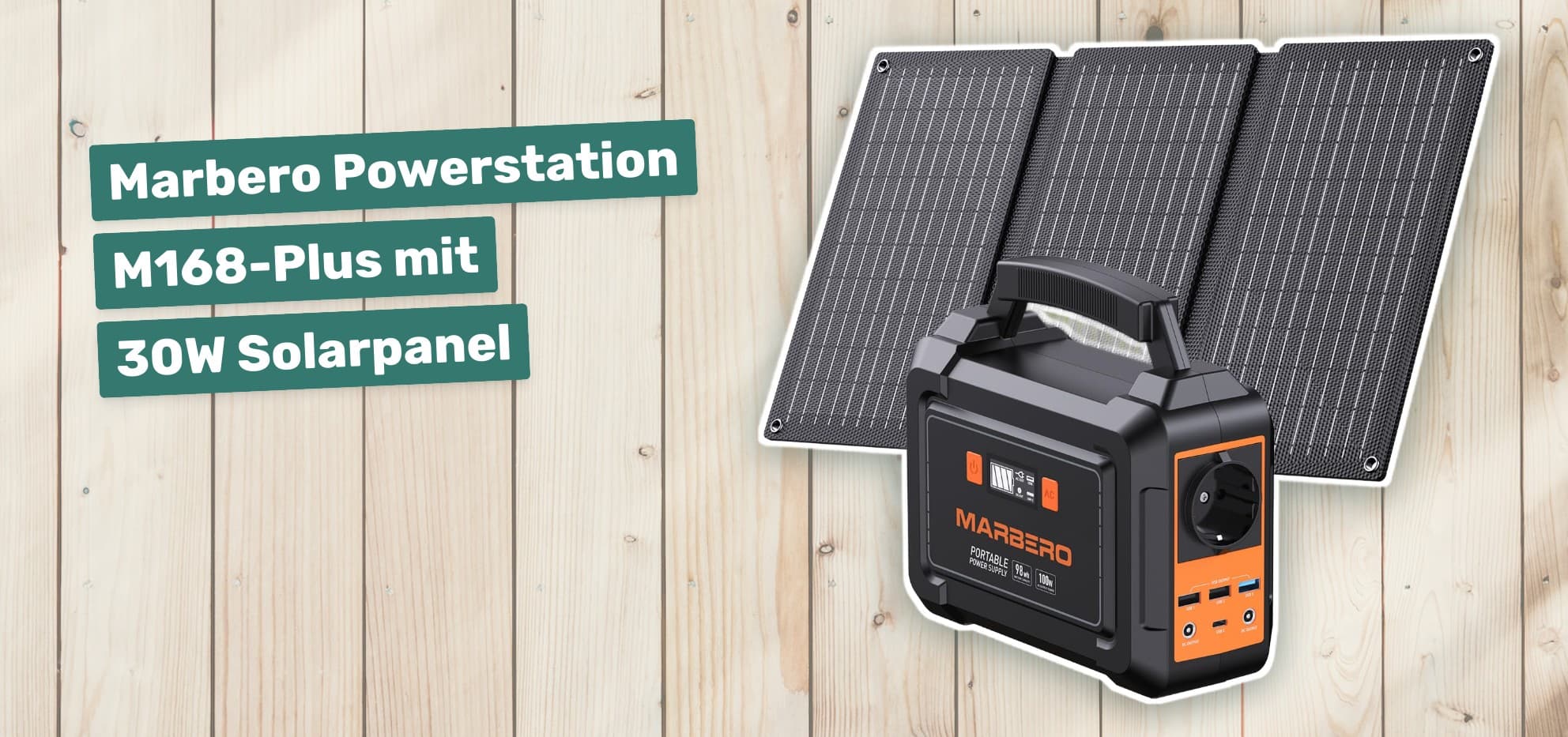 Marbero Powerstation M168-Plus mit 30W Solarpanel